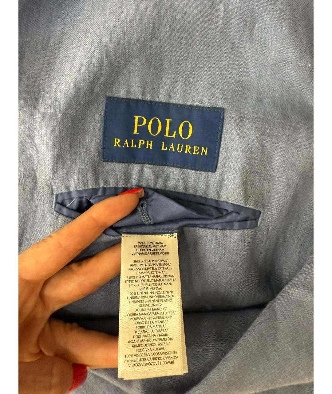 POLO RALPH LAUREN Голубой льняной жакет/пиджак, фото 2