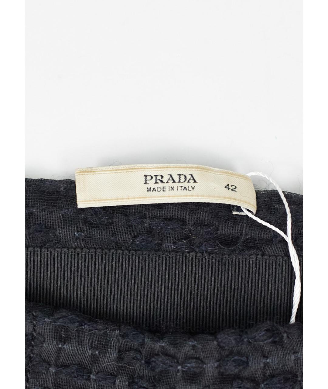 PRADA Черная шерстяная юбка мини, фото 3