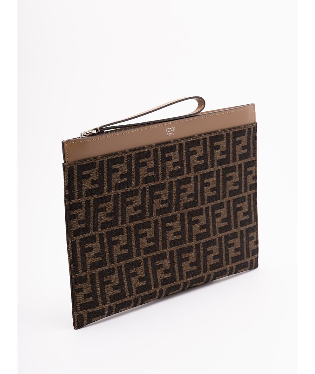 FENDI Коричневая жаккардовая папка для документов, фото 3