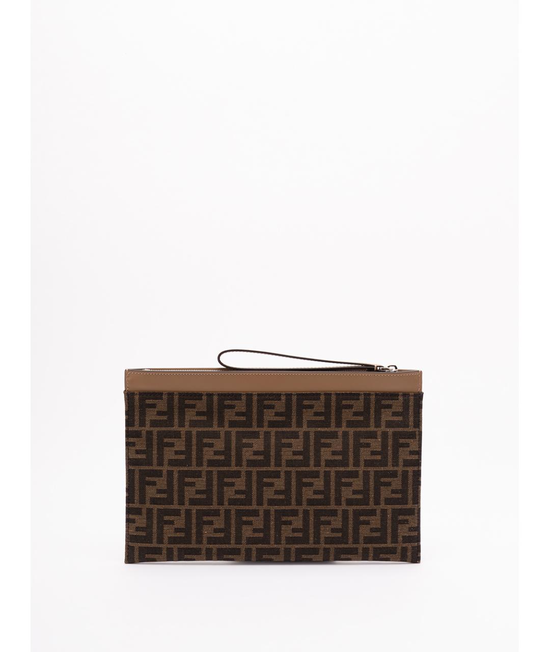 FENDI Коричневая жаккардовая папка для документов, фото 2