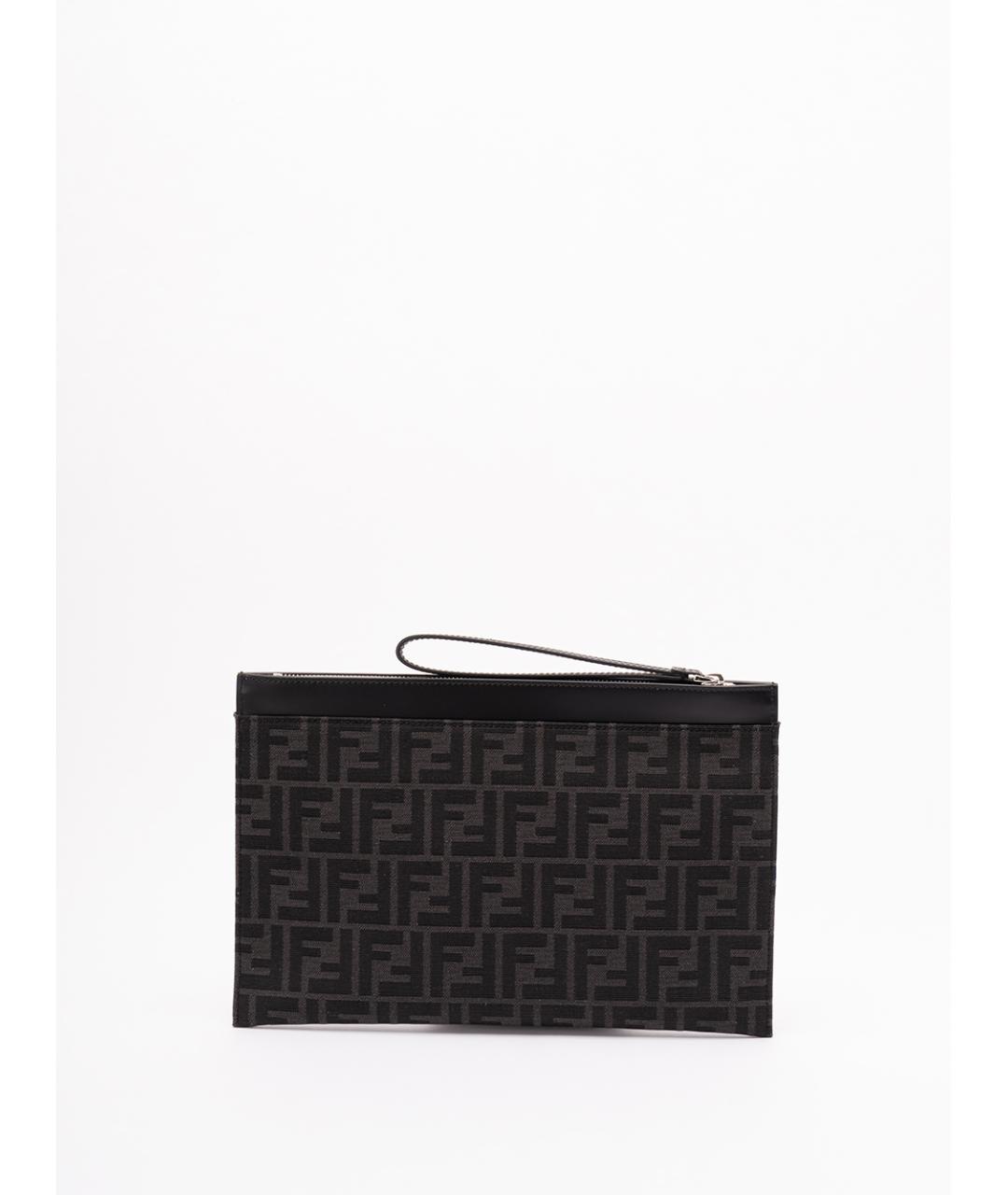FENDI Антрацитовая жаккардовая папка для документов, фото 2