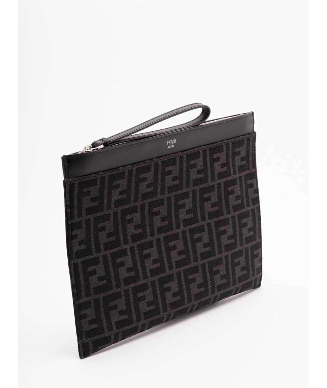 FENDI Антрацитовая жаккардовая папка для документов, фото 3