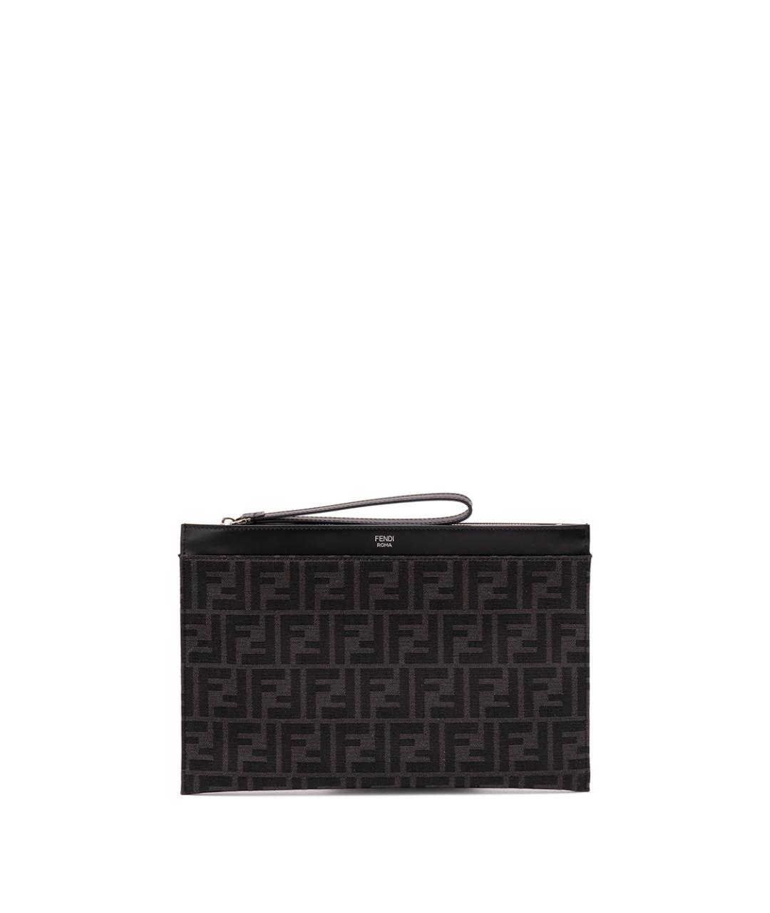 FENDI Антрацитовая жаккардовая папка для документов, фото 1