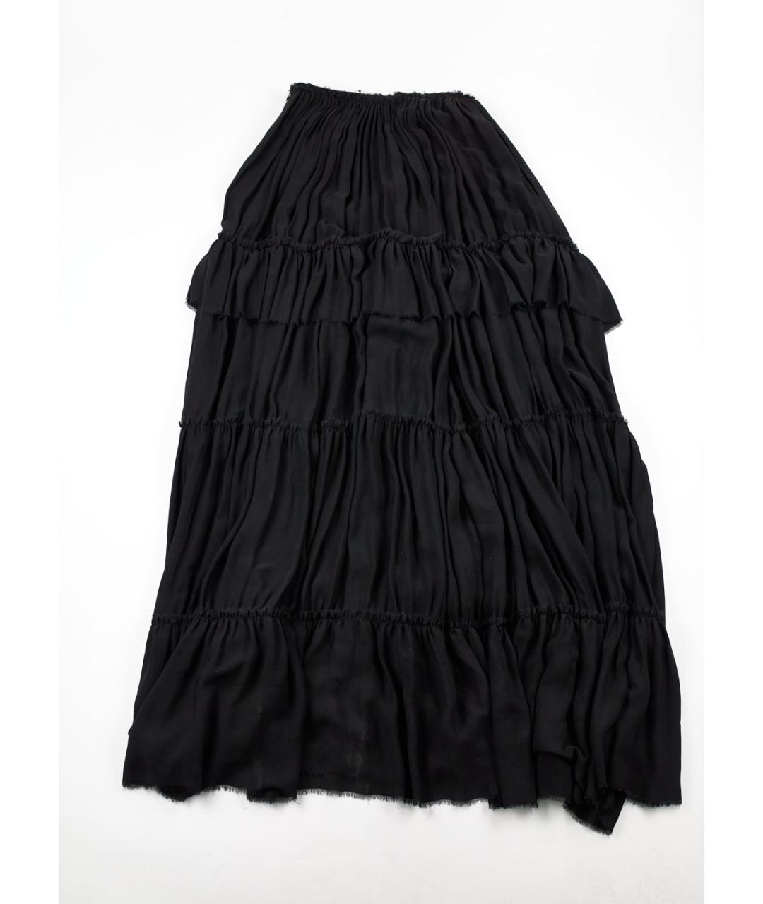 LANVIN Черная шелковая юбка миди, фото 2