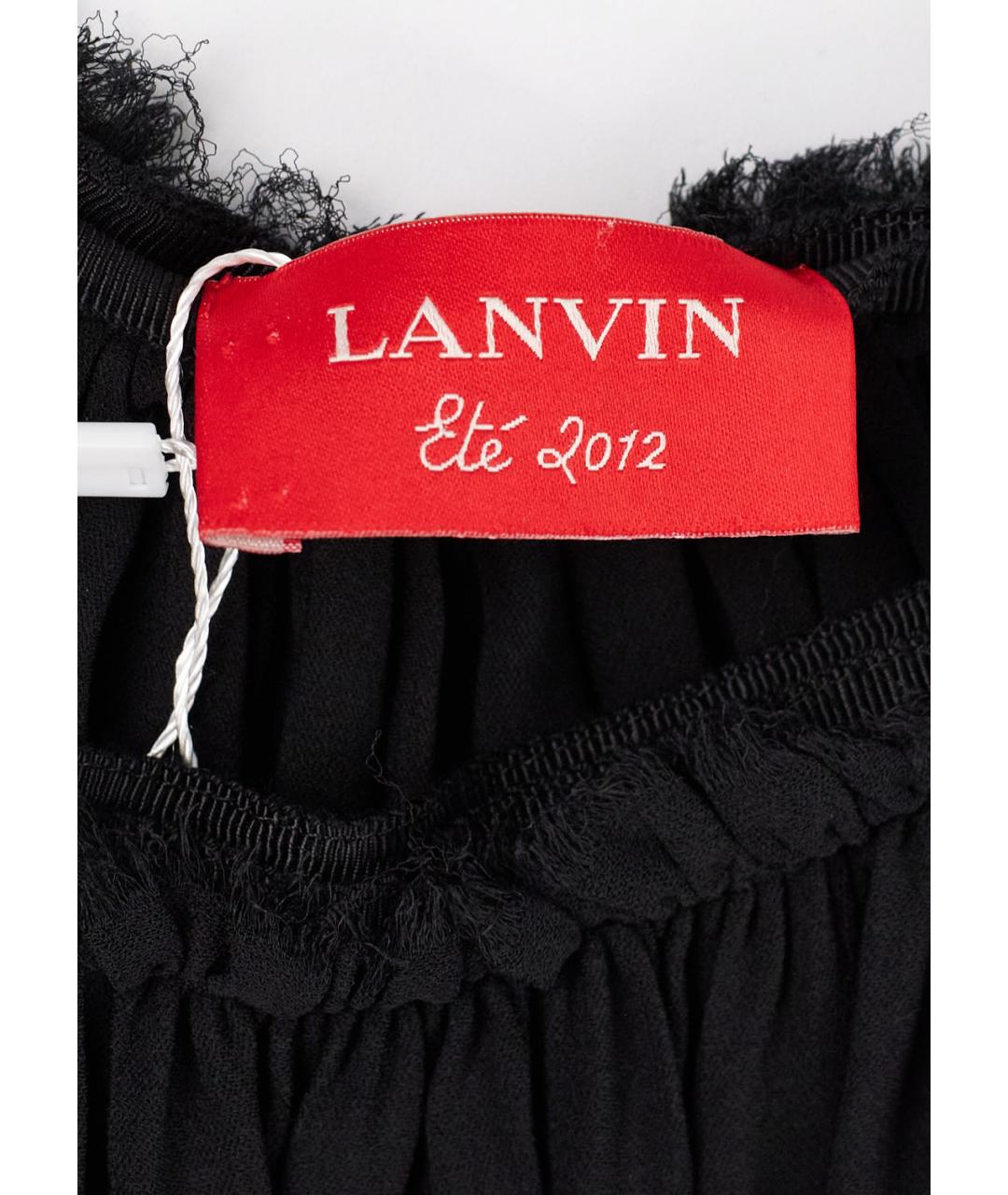 LANVIN Черная шелковая юбка миди, фото 3