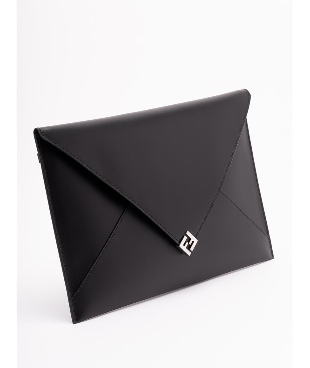 FENDI Антрацитовая кожаная папка для документов, фото 3