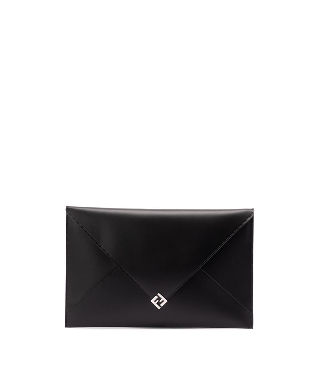 FENDI Антрацитовая кожаная папка для документов, фото 1