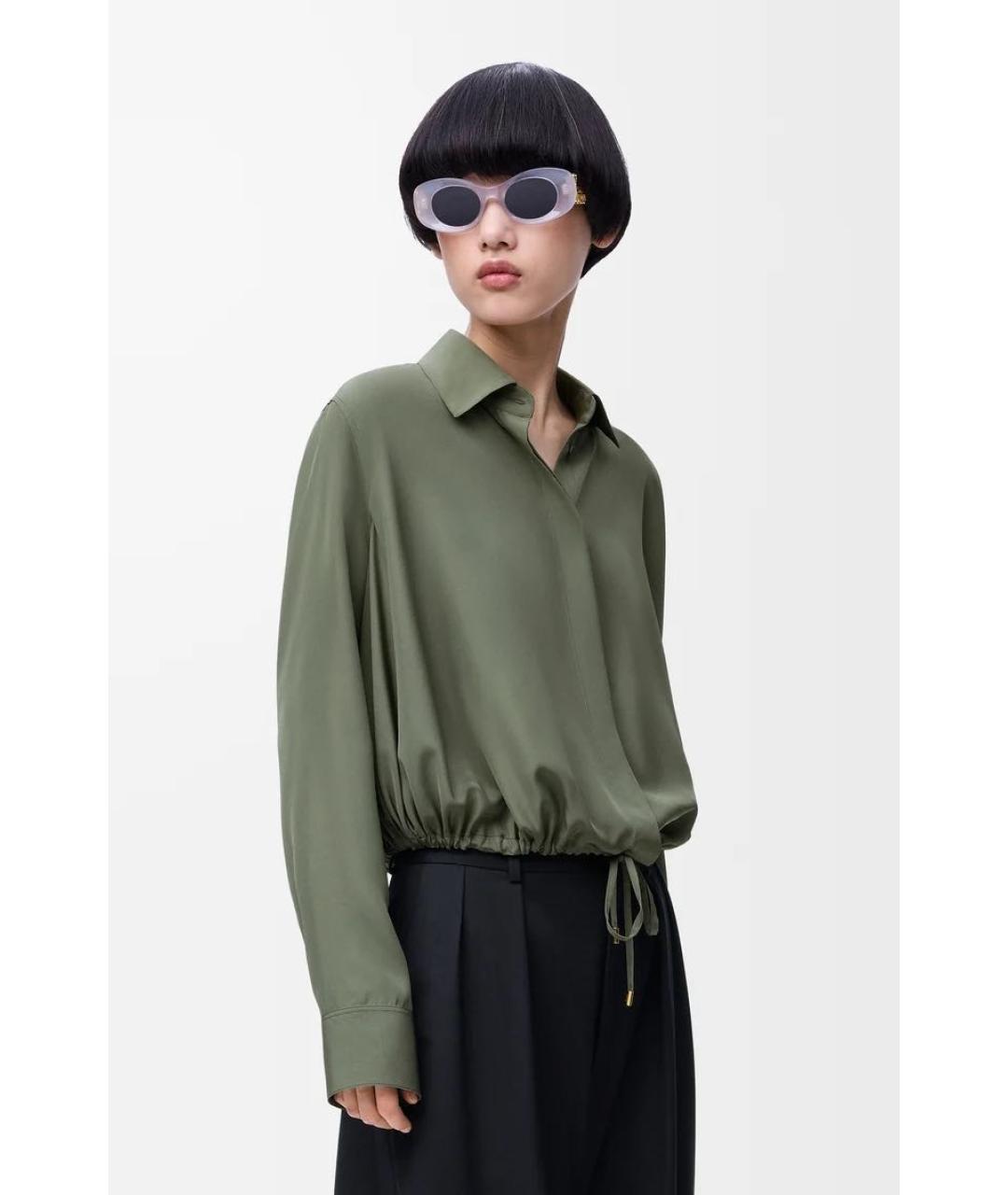 LOEWE Хаки шелковая рубашка, фото 3