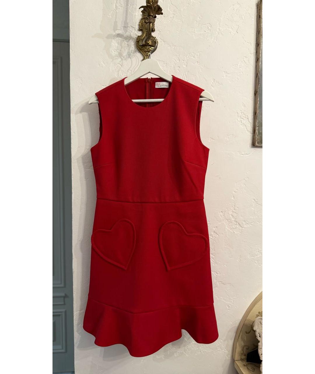 RED VALENTINO Красное полиэстеровое коктейльное платье, фото 8