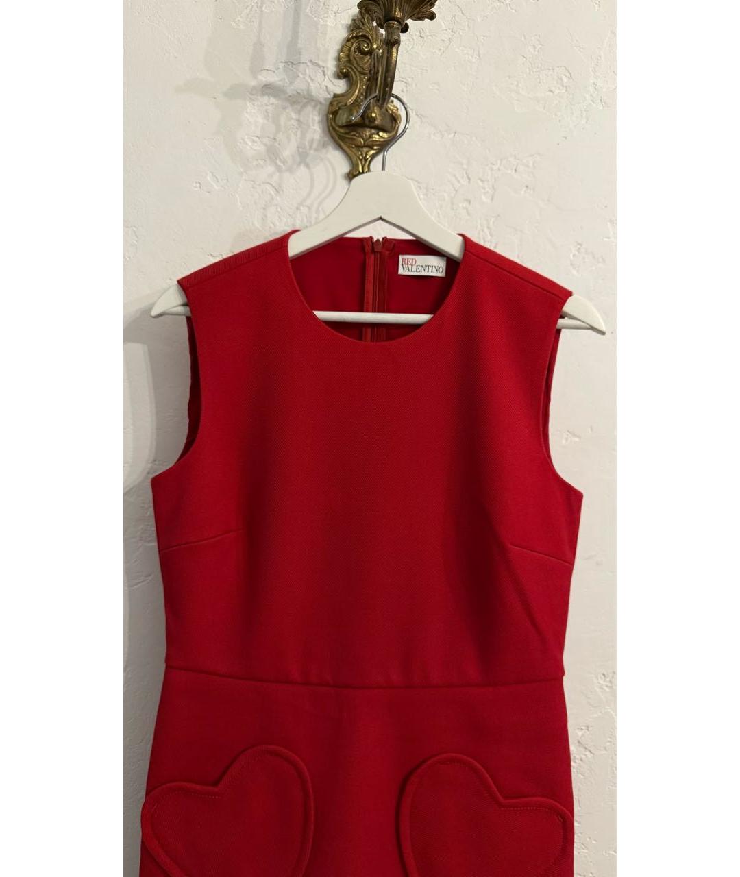 RED VALENTINO Красное полиэстеровое коктейльное платье, фото 4
