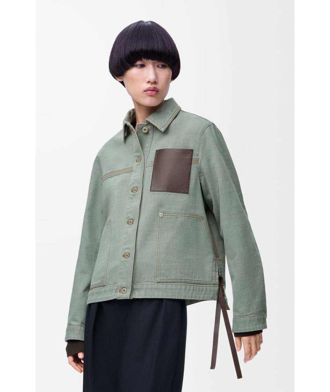 LOEWE Хаки хлопковая куртка, фото 3