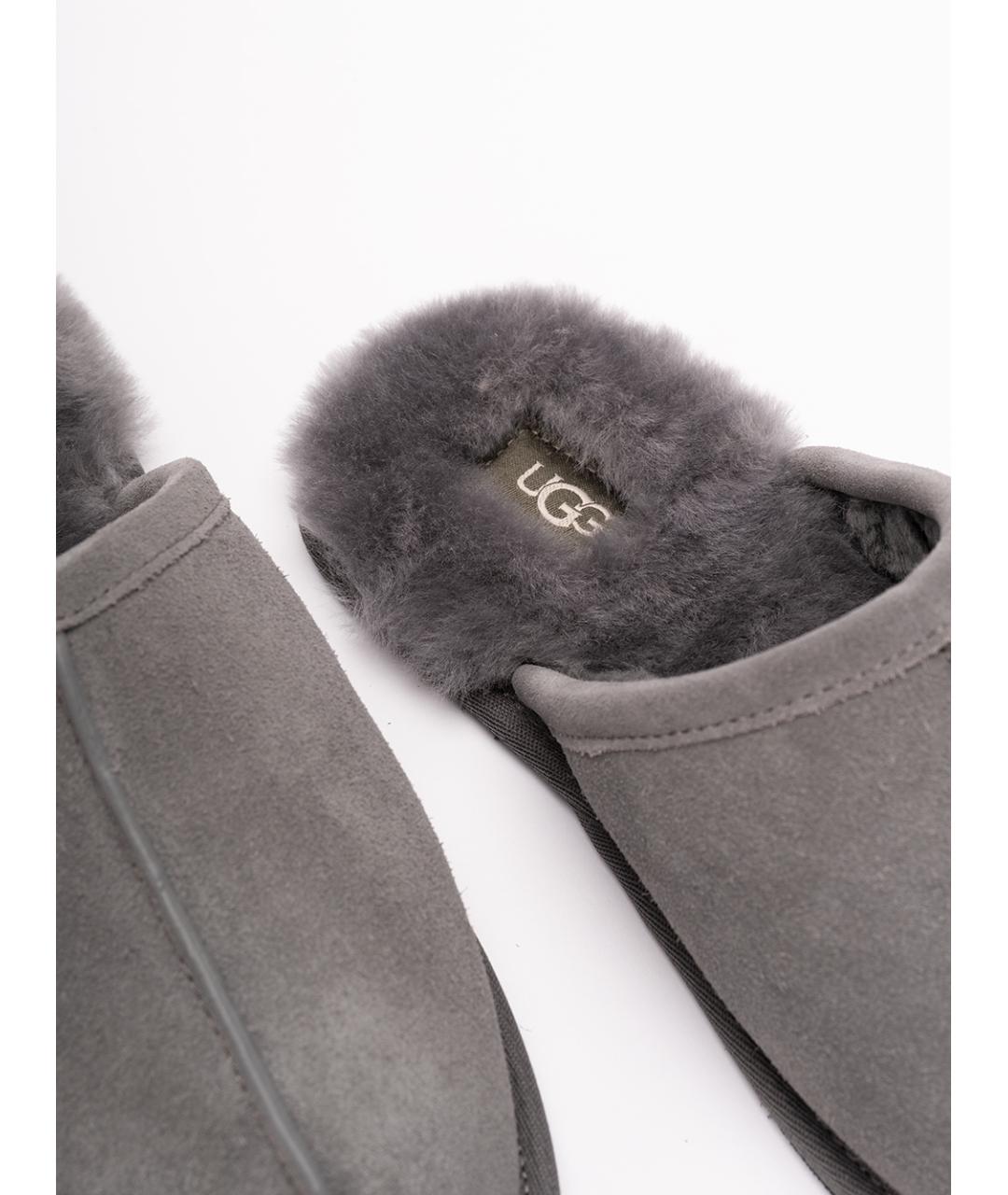 UGG AUSTRALIA Серые нубуковые шлепанцы, фото 5