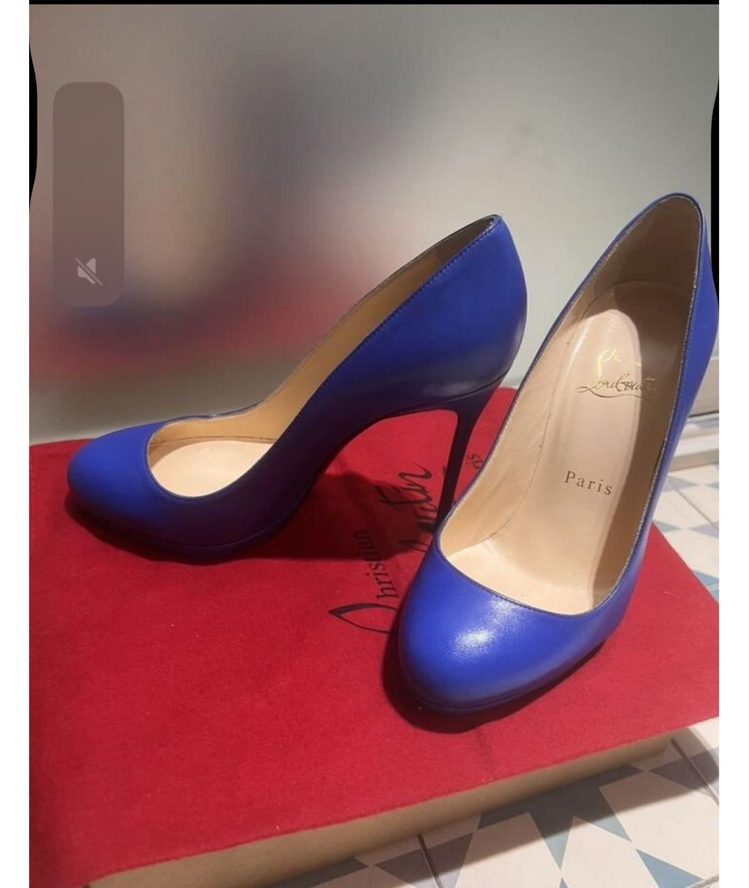 CHRISTIAN LOUBOUTIN Синие кожаные туфли, фото 5