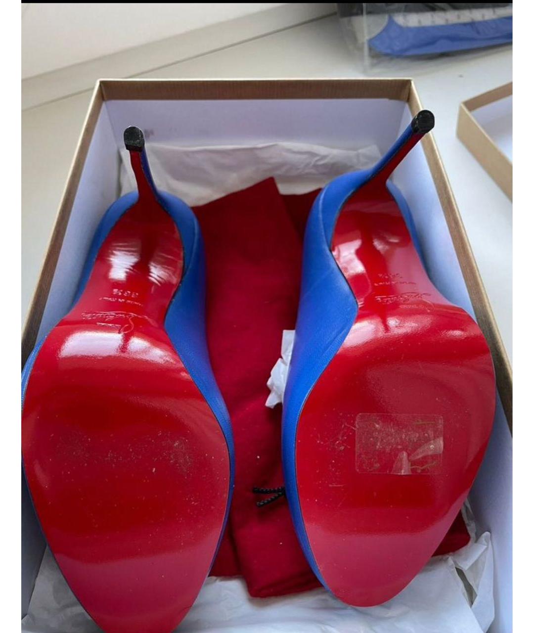 CHRISTIAN LOUBOUTIN Синие кожаные туфли, фото 4