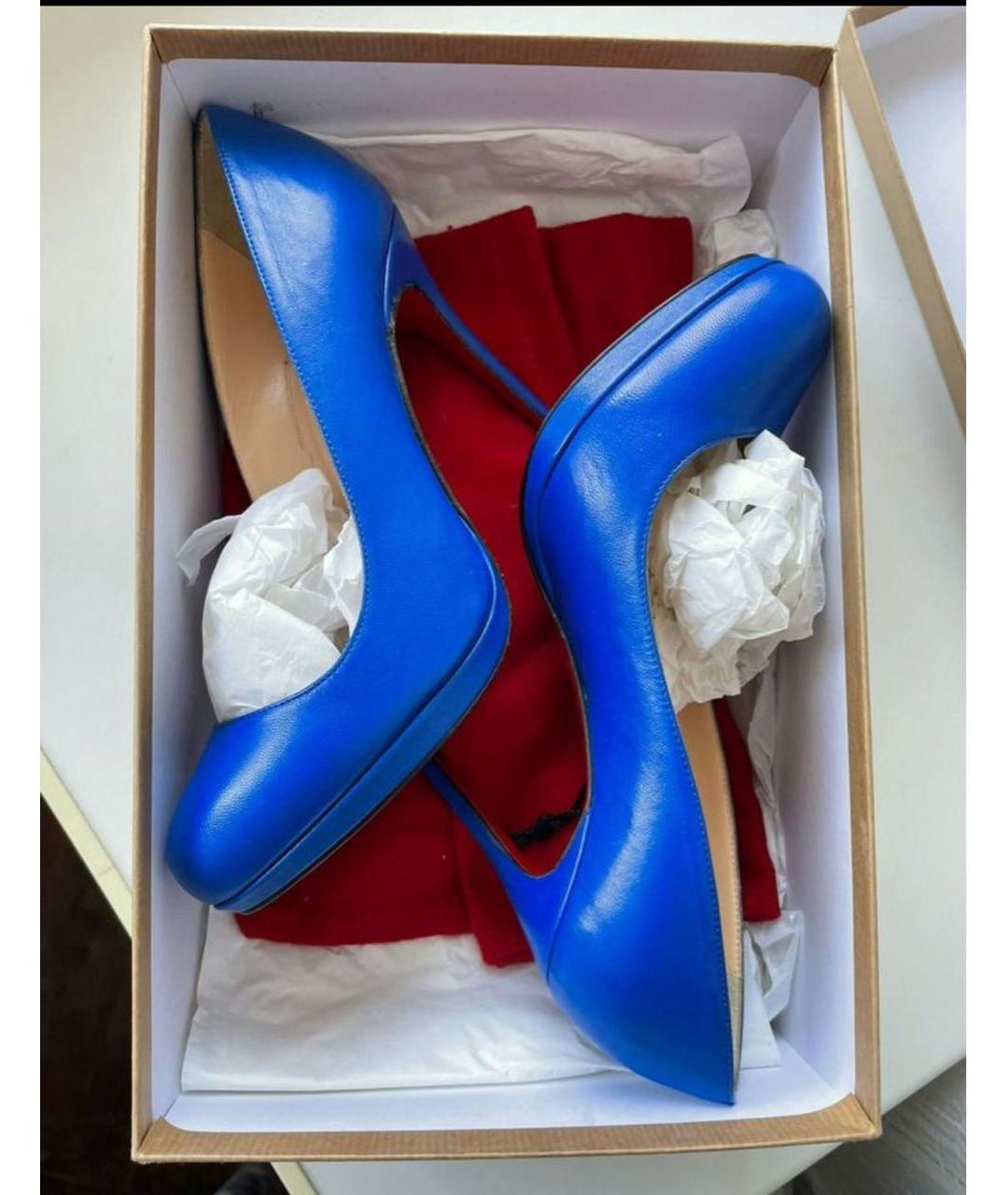 CHRISTIAN LOUBOUTIN Синие кожаные туфли, фото 2