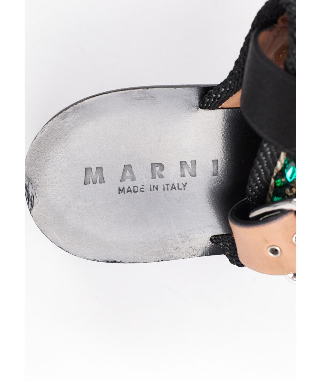 MARNI Черные текстильные босоножки, фото 3