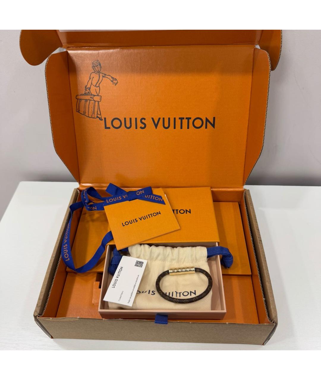 LOUIS VUITTON Коричневый латунный браслет, фото 6