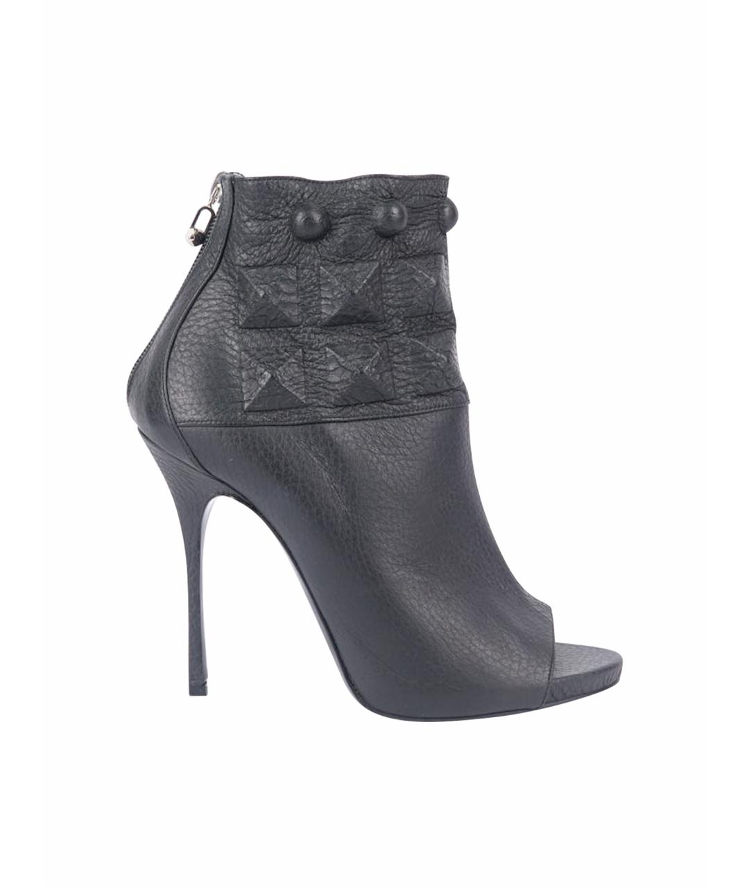 PHILIPP PLEIN Черные кожаные ботильоны, фото 1