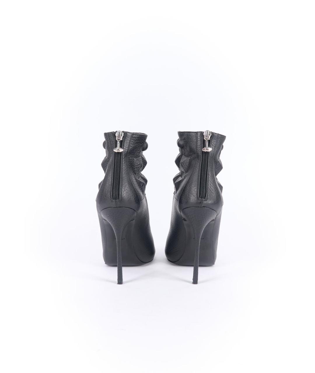 PHILIPP PLEIN Черные кожаные ботильоны, фото 4