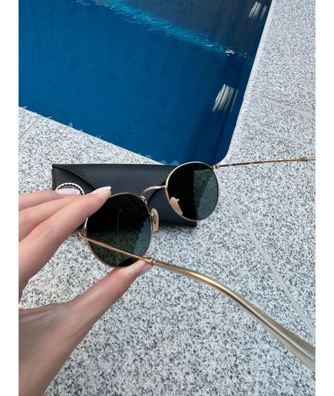 RAY BAN Коричневые металлические солнцезащитные очки, фото 3