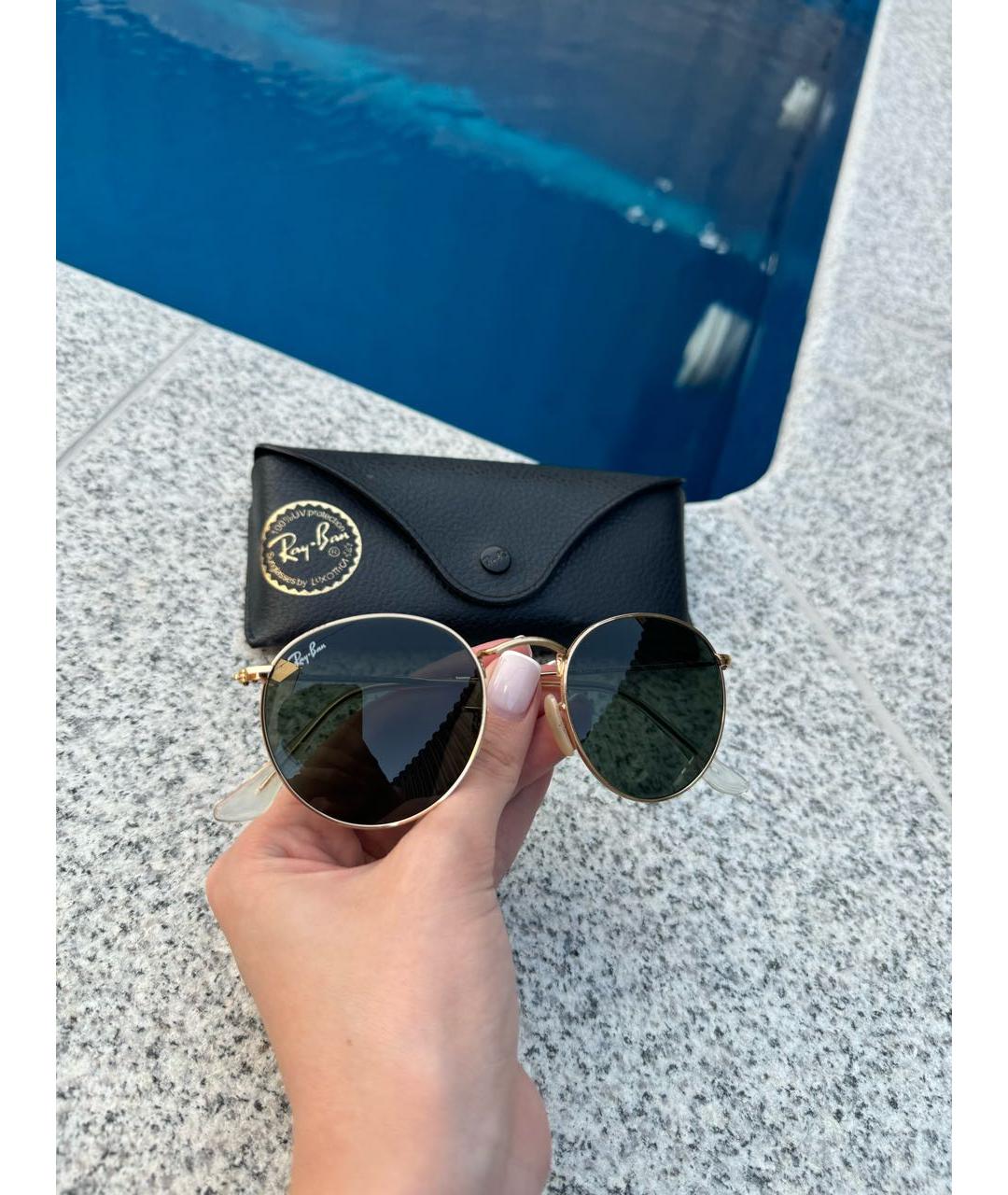 RAY BAN Коричневые металлические солнцезащитные очки, фото 2