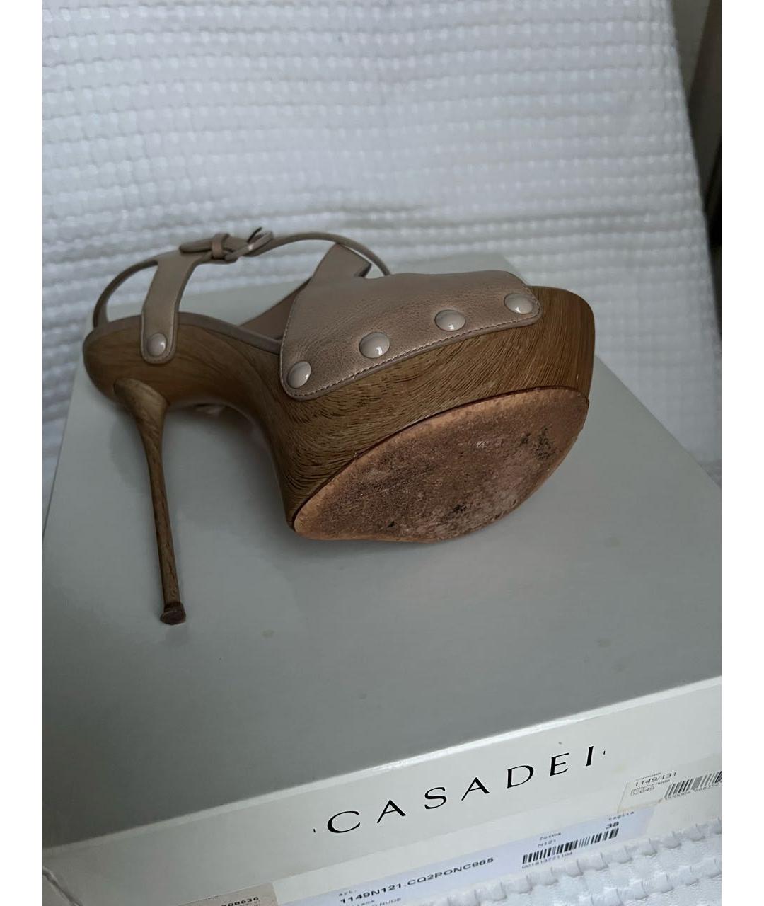 CASADEI Бежевые кожаные босоножки, фото 5
