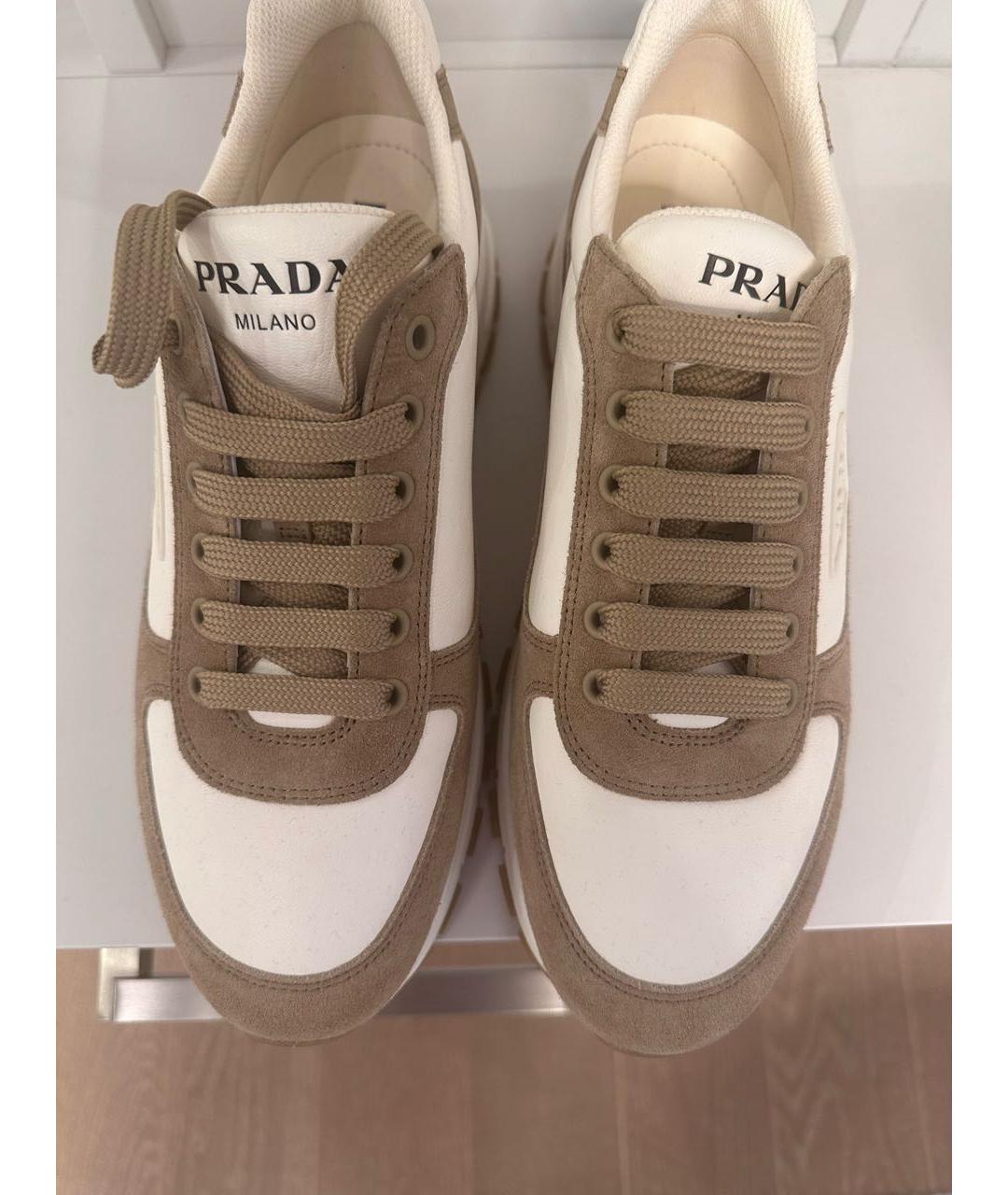 PRADA Бежевые кроссовки, фото 7