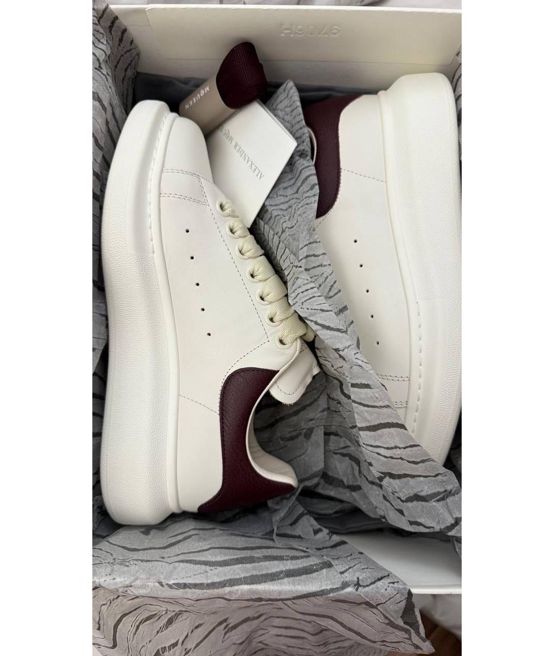 ALEXANDER MCQUEEN Бордовые кожаные кроссовки, фото 2