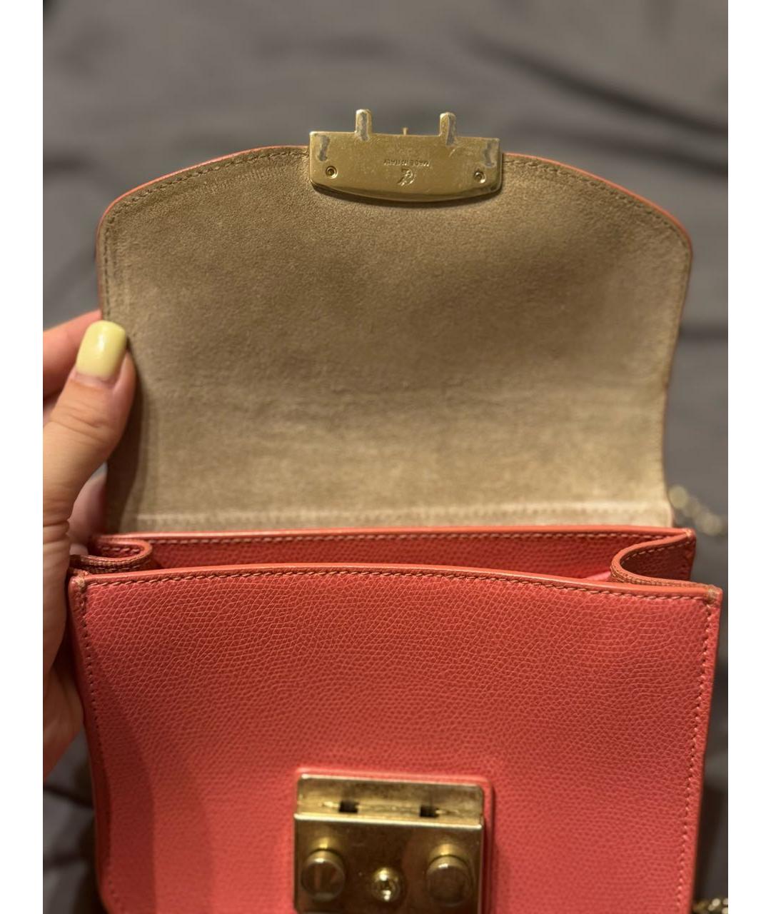 FURLA Коралловая кожаная сумка через плечо, фото 3