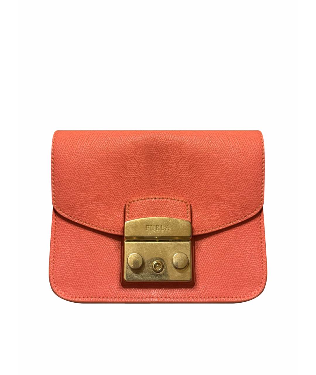 FURLA Коралловая кожаная сумка через плечо, фото 1