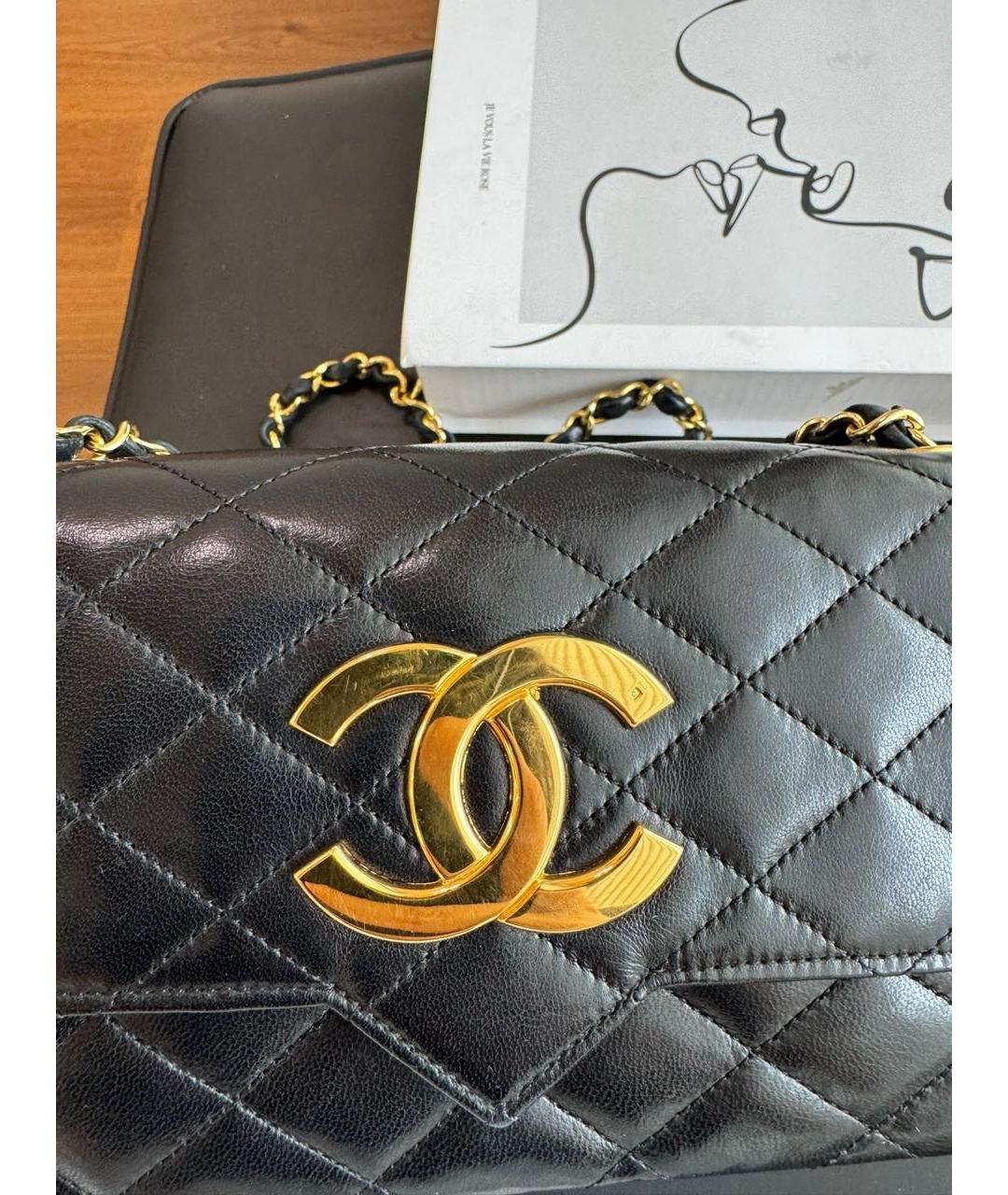 CHANEL Черная кожаная сумка через плечо, фото 6