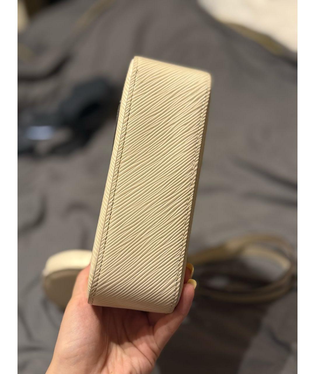 LOUIS VUITTON Бежевая кожаная сумка с короткими ручками, фото 4