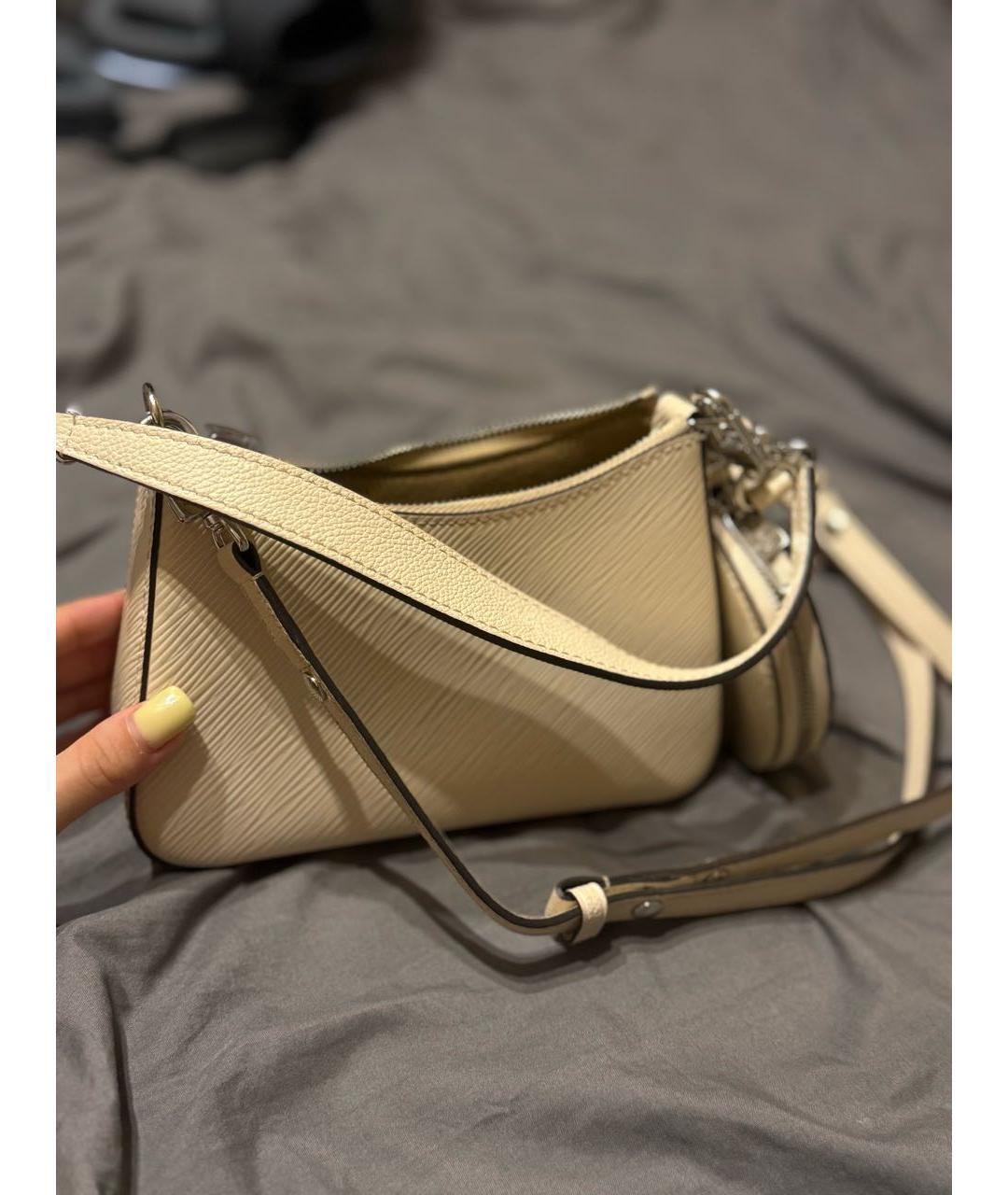 LOUIS VUITTON Бежевая кожаная сумка с короткими ручками, фото 5