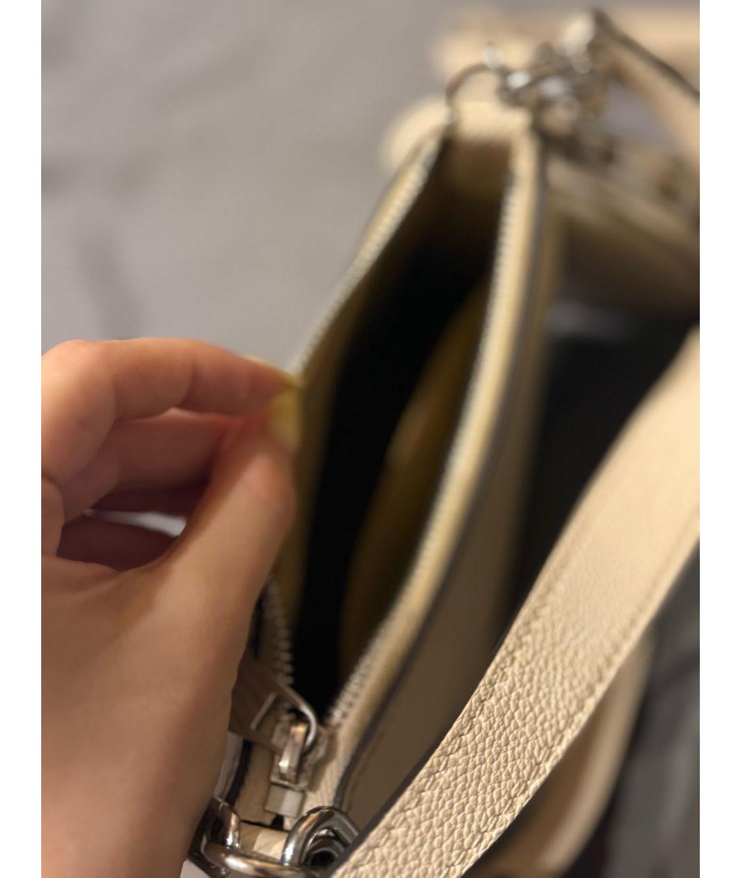 LOUIS VUITTON Бежевая кожаная сумка с короткими ручками, фото 3