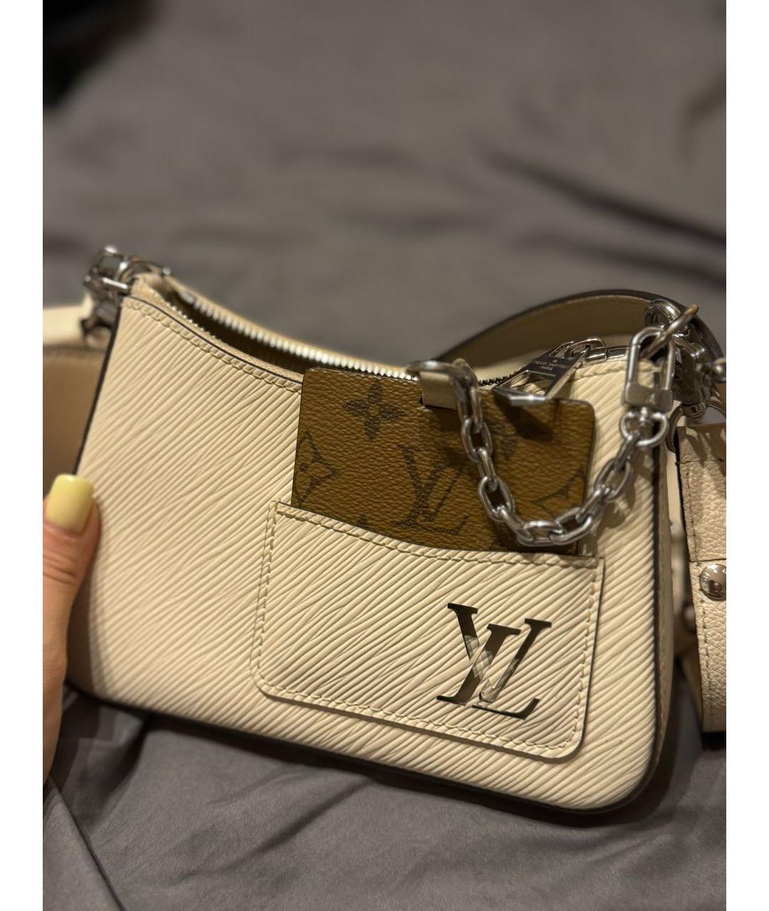 LOUIS VUITTON Бежевая кожаная сумка с короткими ручками, фото 2
