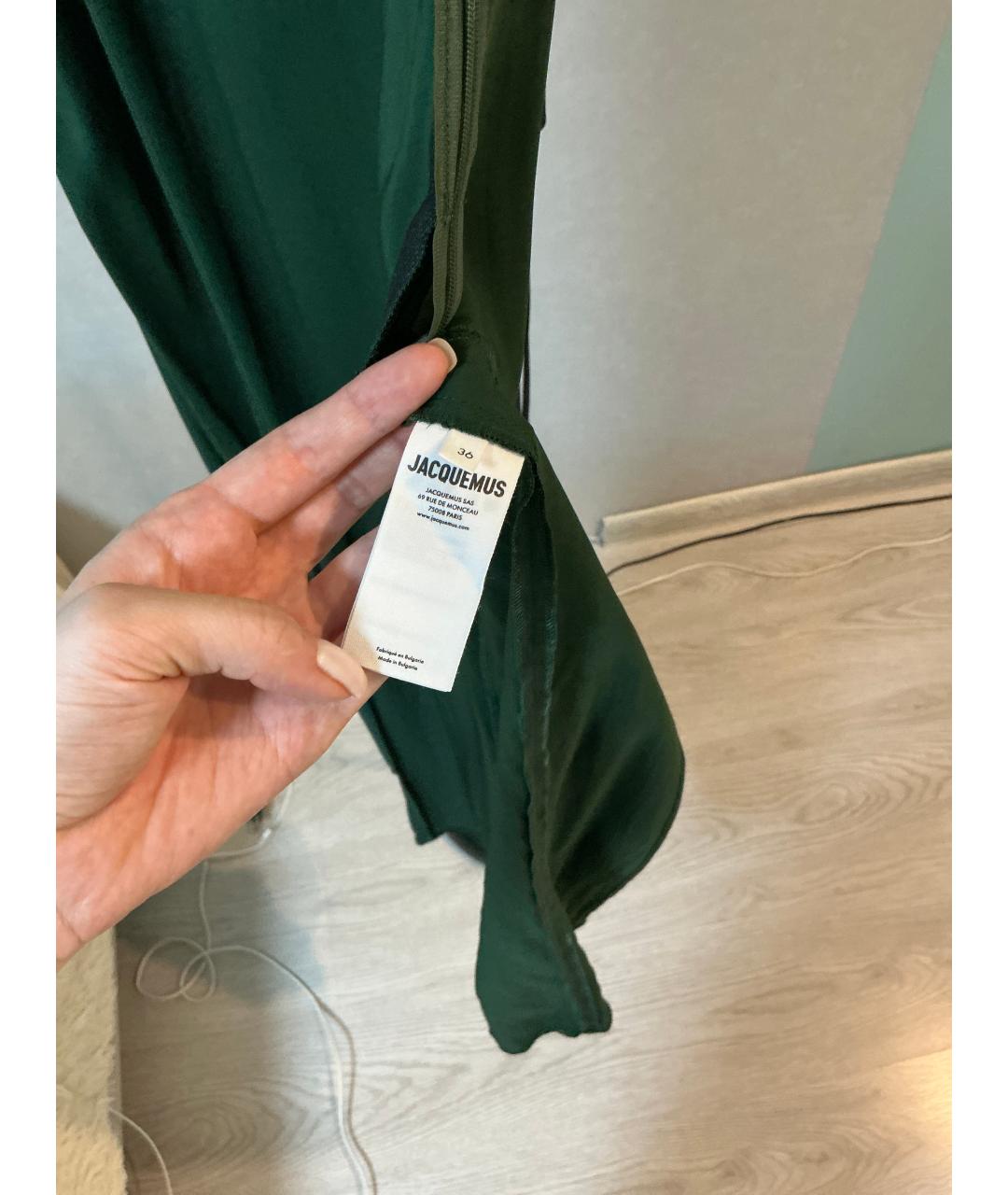 JACQUEMUS Зеленые вискозное коктейльное платье, фото 4