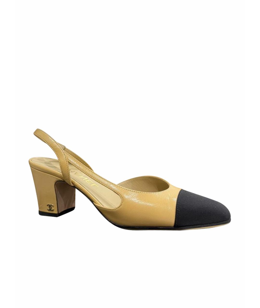 CHANEL Бежевые кожаные туфли, фото 1