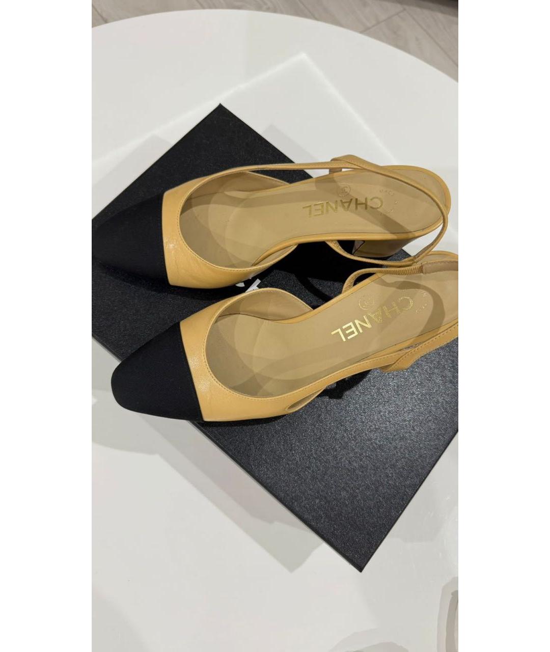 CHANEL Бежевые кожаные туфли, фото 4