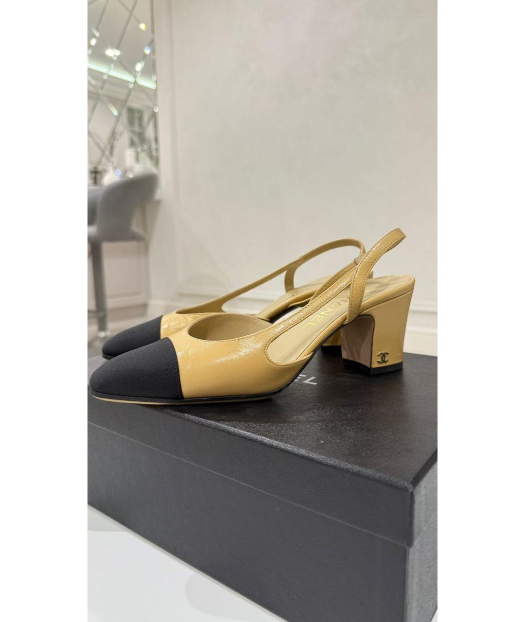 CHANEL Бежевые кожаные туфли, фото 5