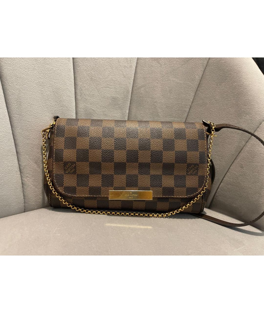 LOUIS VUITTON Коричневая кожаная сумка через плечо, фото 9