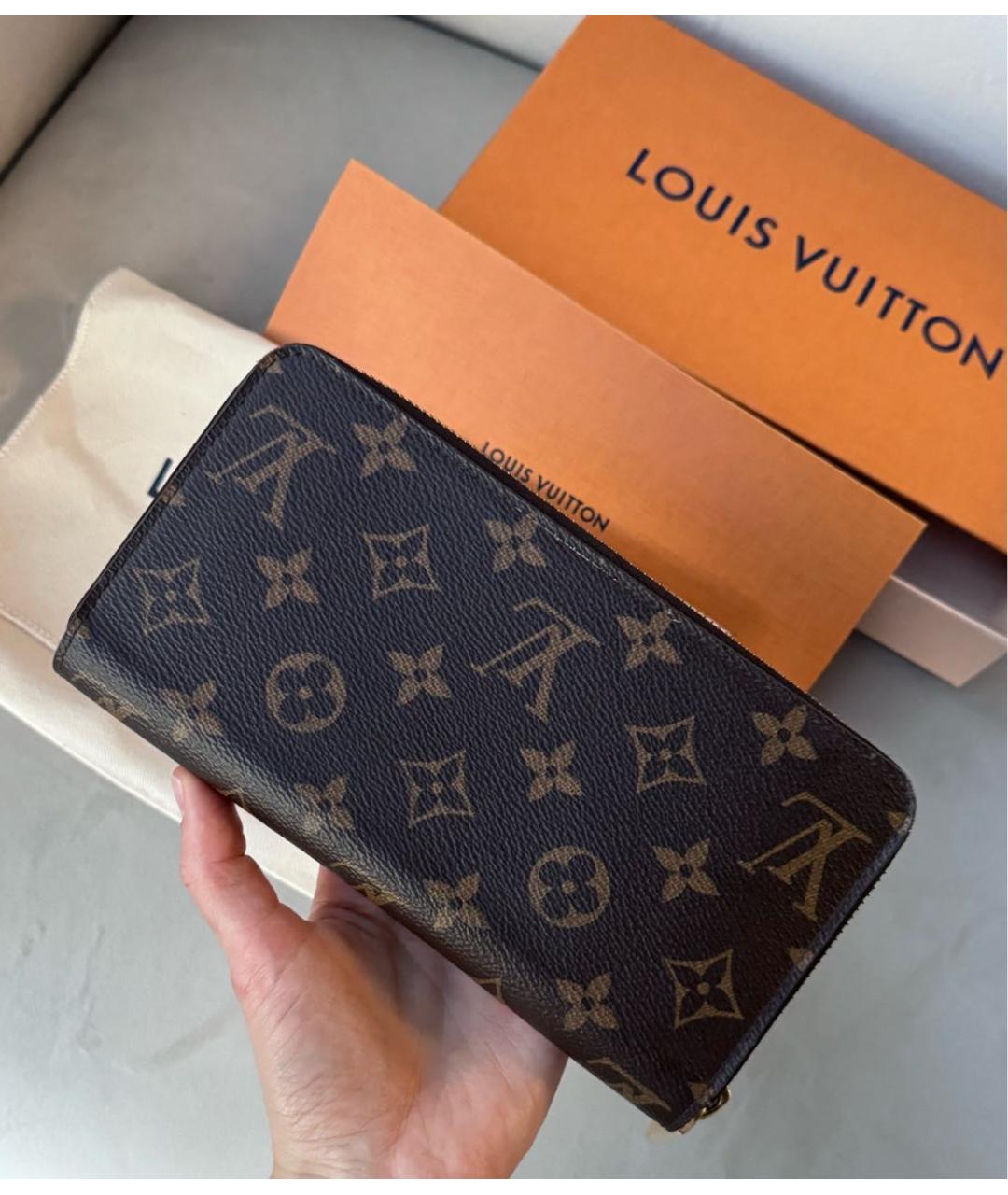 LOUIS VUITTON Коричневый кожаный кошелек, фото 2