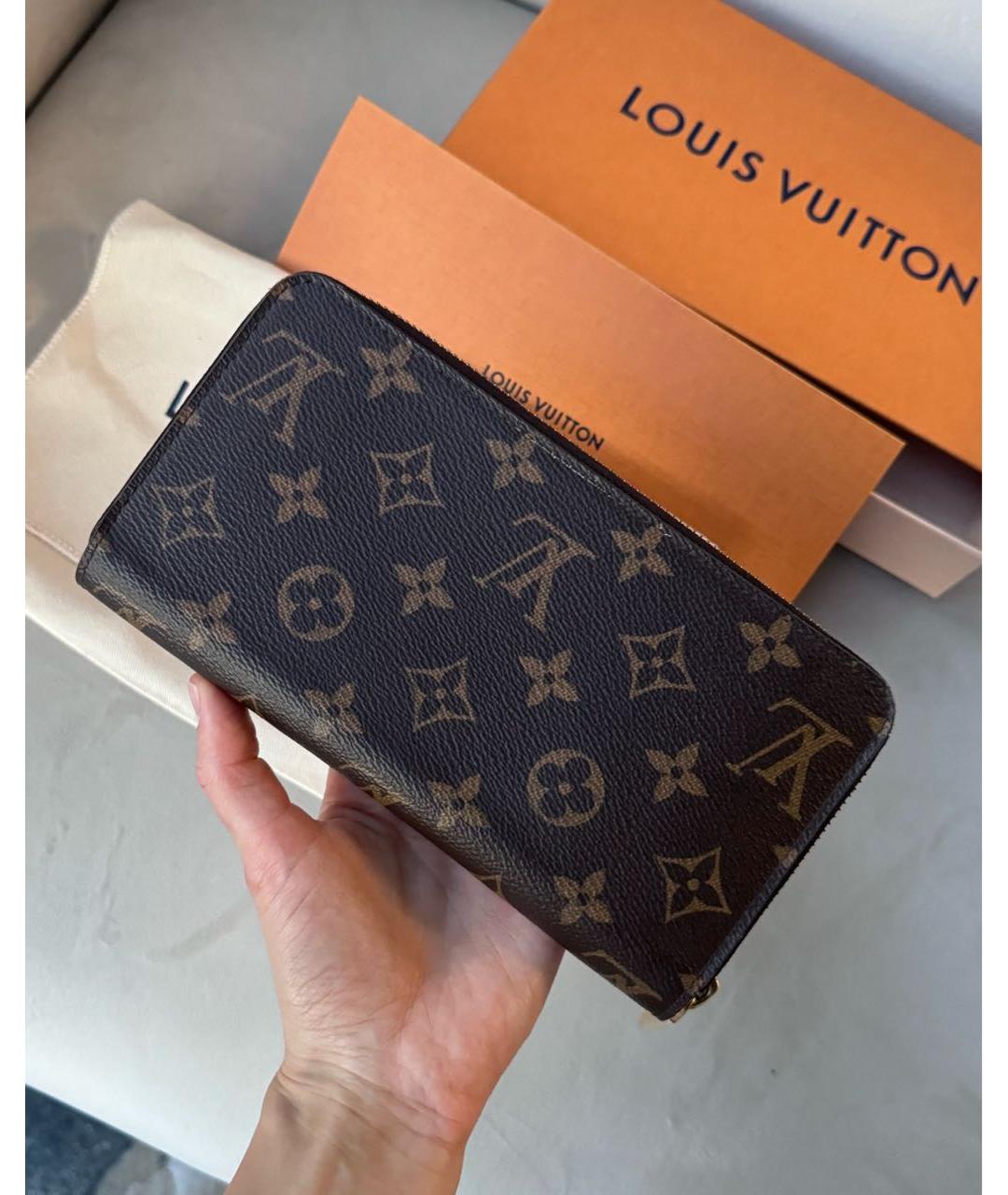 LOUIS VUITTON Коричневый кожаный кошелек, фото 5