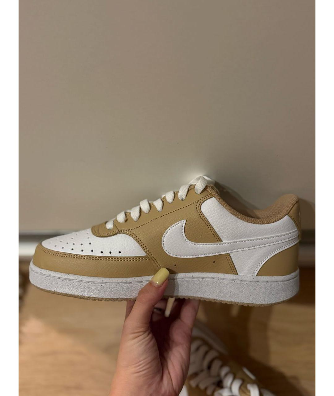 NIKE Бежевые кожаные кеды, фото 5