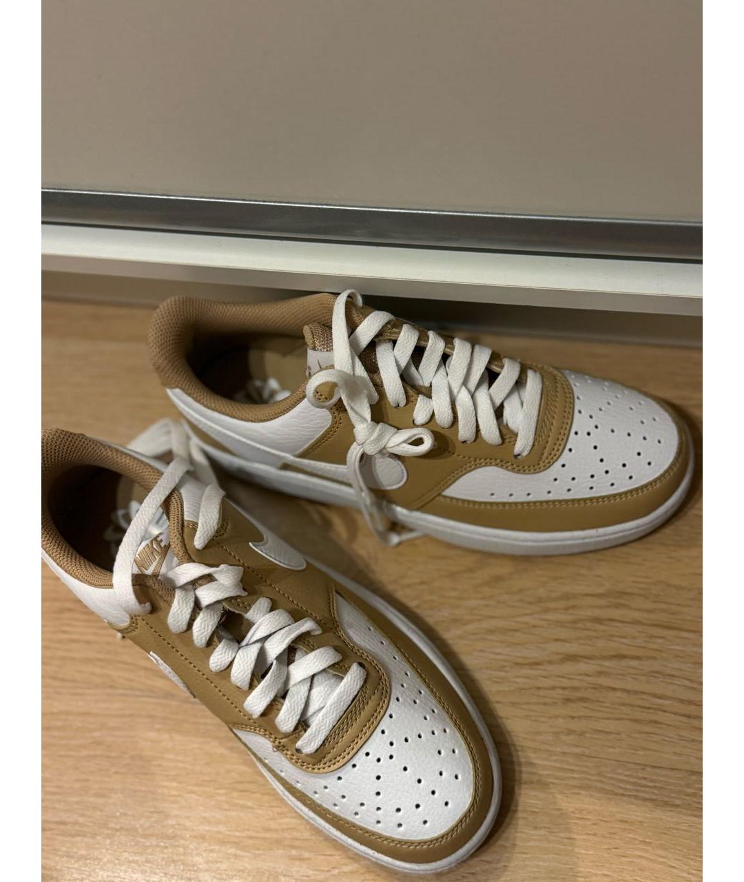 NIKE Бежевые кожаные кеды, фото 3