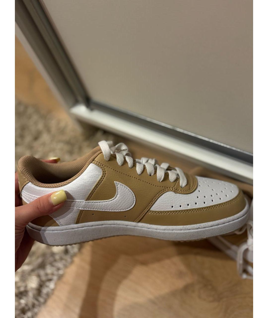 NIKE Бежевые кожаные кеды, фото 4