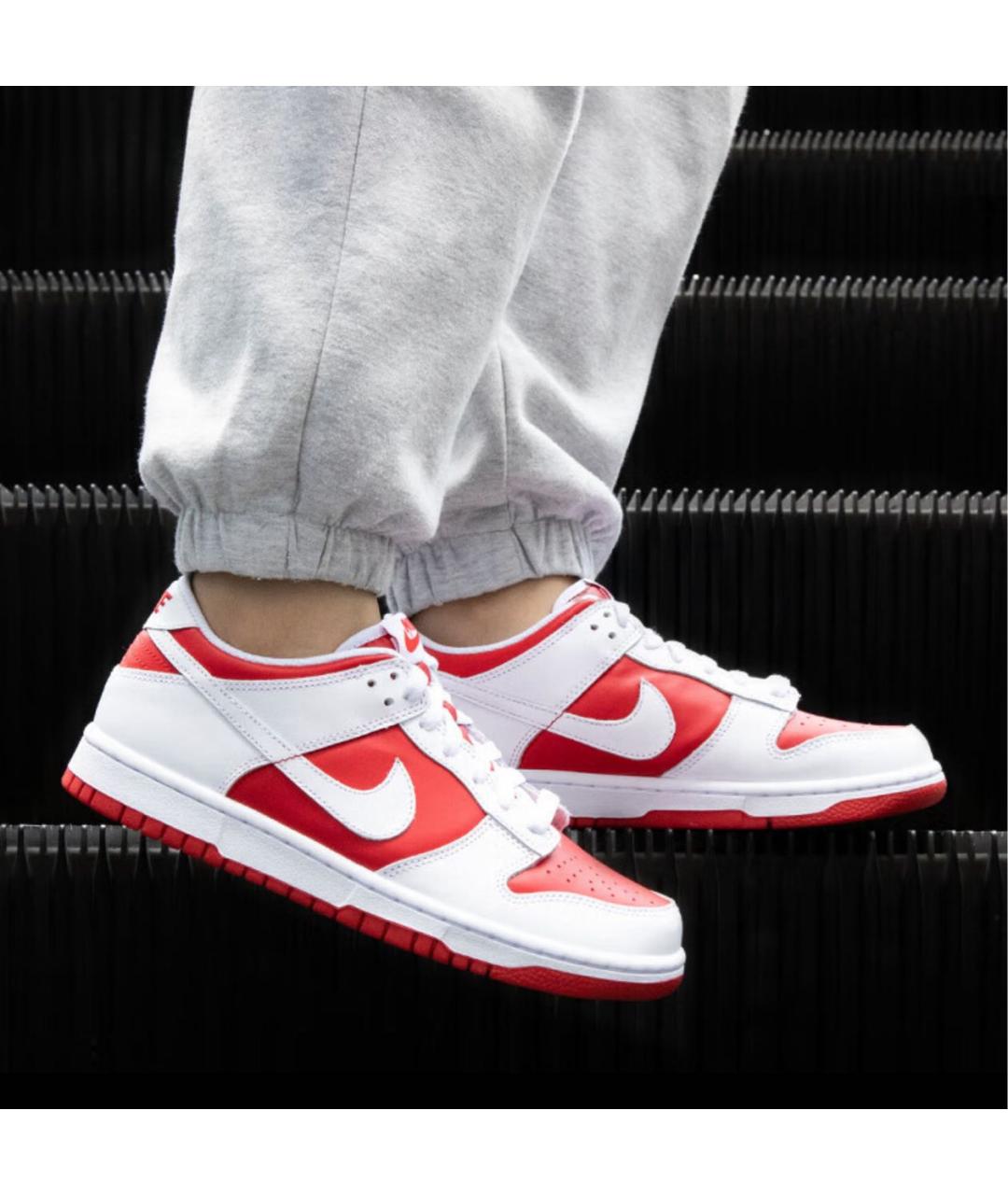 NIKE Красные кожаные низкие кроссовки / кеды, фото 3