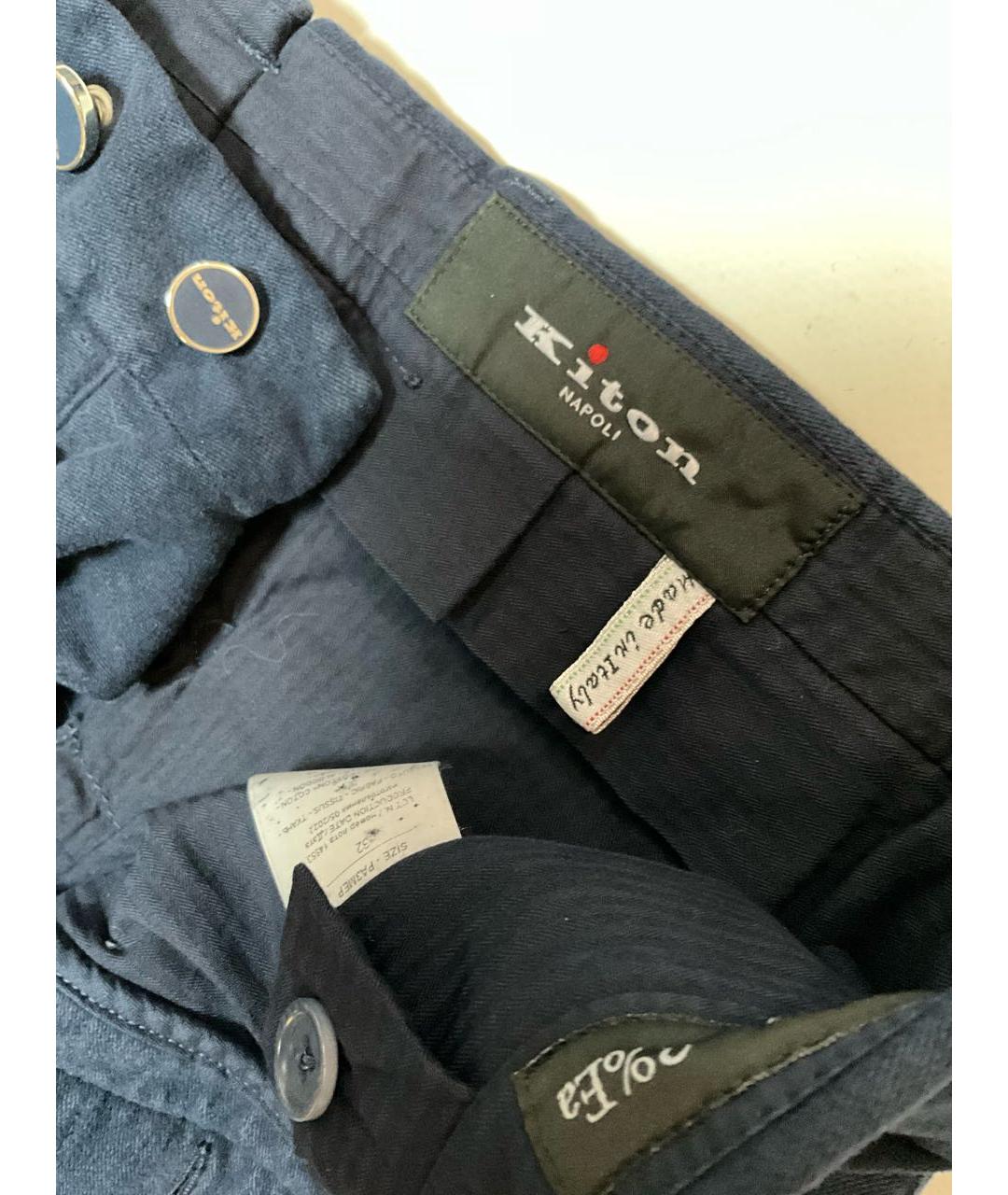 KITON Синие хлопковые повседневные брюки, фото 4