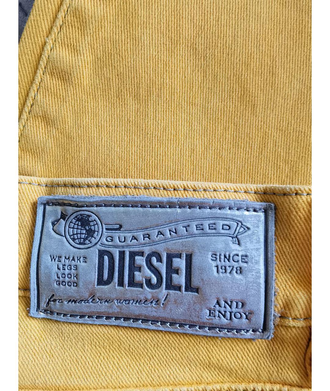DIESEL Горчичные хлопко-эластановые джинсы клеш, фото 3