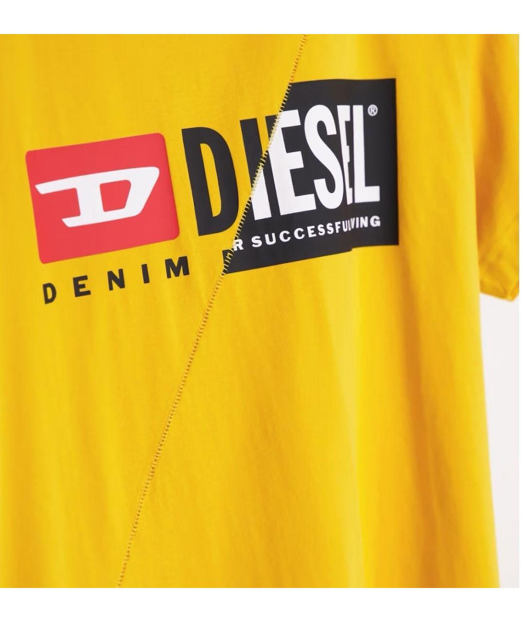 DIESEL Желтая хлопковая футболка, фото 5