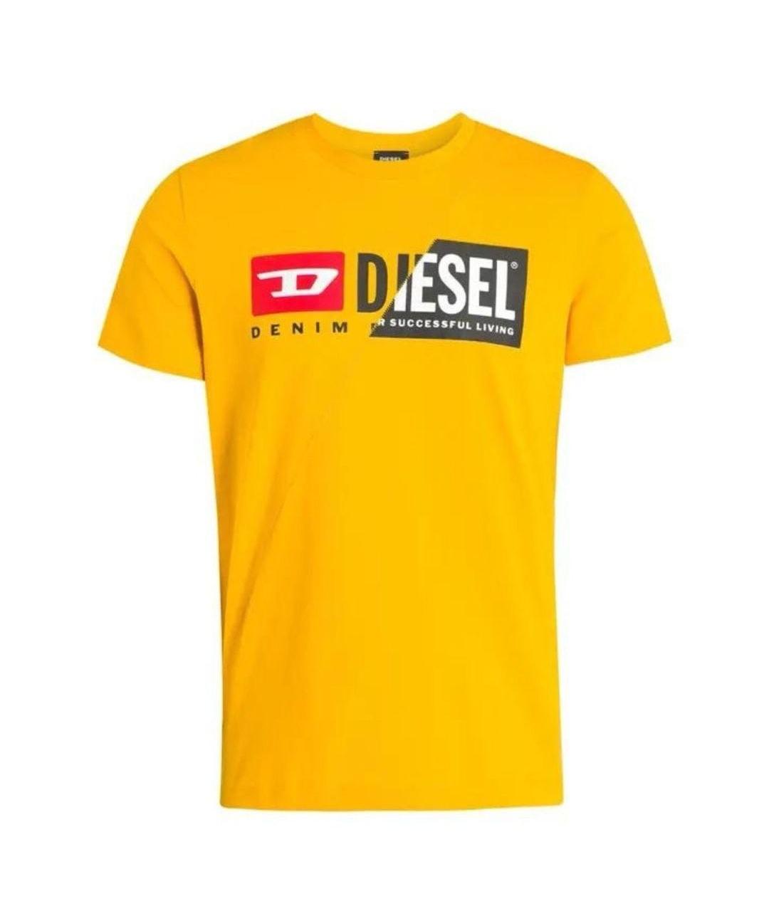 DIESEL Желтая хлопковая футболка, фото 1